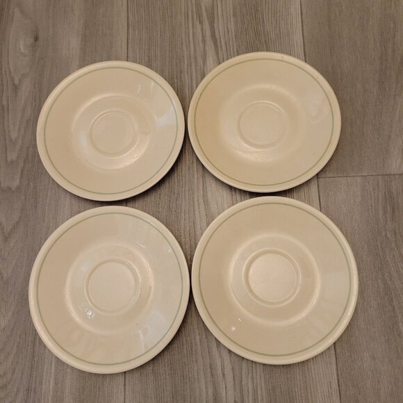 (4) Corning Corelle Meadow Saucers Green Rim - Picture 1 of 3
